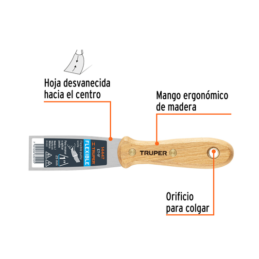 Espátula flexible 1 con mango de madera