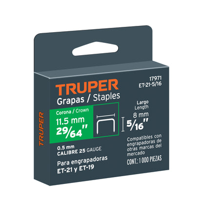1000 grapas 5/16 pulg corona 11.2 mm