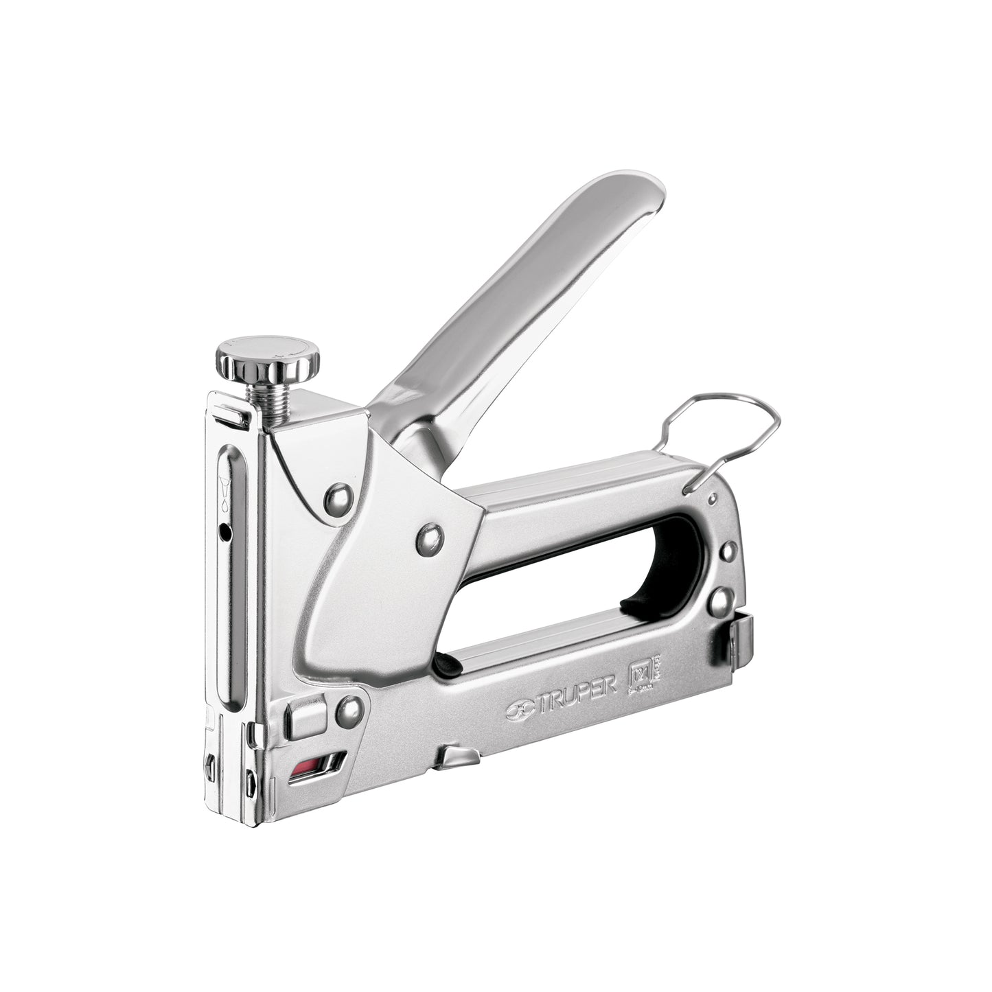 Engrapadora tipo pistola para grapas de 1/4 5/16 y 3/8 con regulador de presión y seguro de gatillo