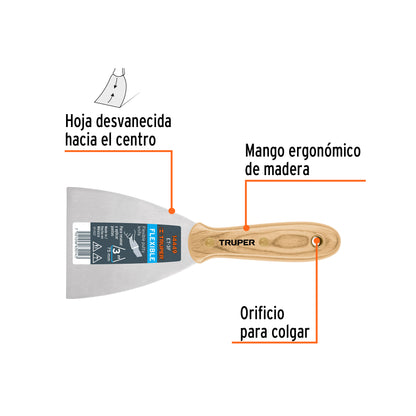 Espátula flexible 3 con mango de madera