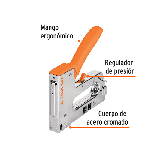 Engrapadora clavadora tipo pistola con regulador de presión y cuerpo de acero cromado
