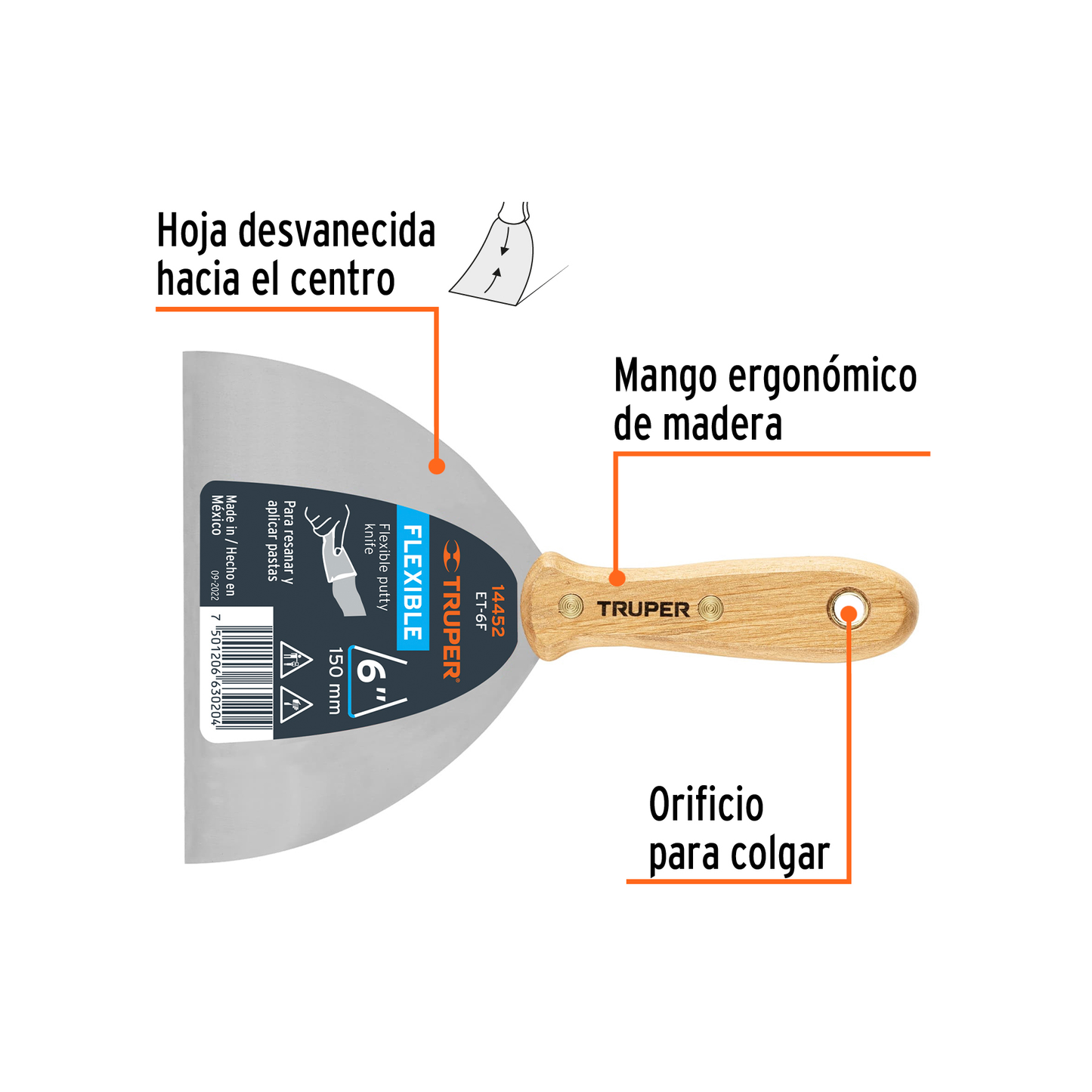 Espátula flexible 6 con mango de madera