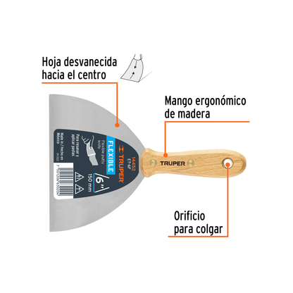 Espátula flexible 6 con mango de madera