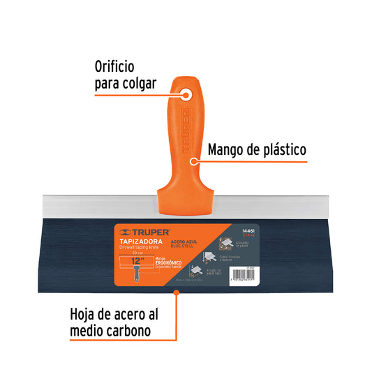 Espátula tapizadora de 12 acero al medio