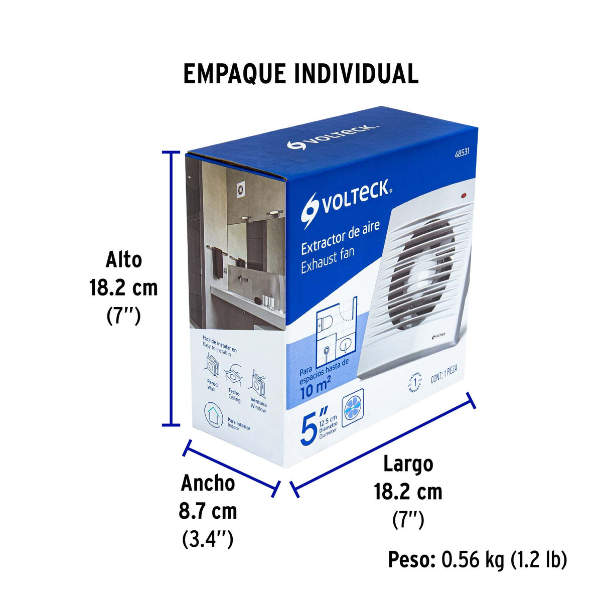 Extractor de aire de 5", blanco · vista 6
