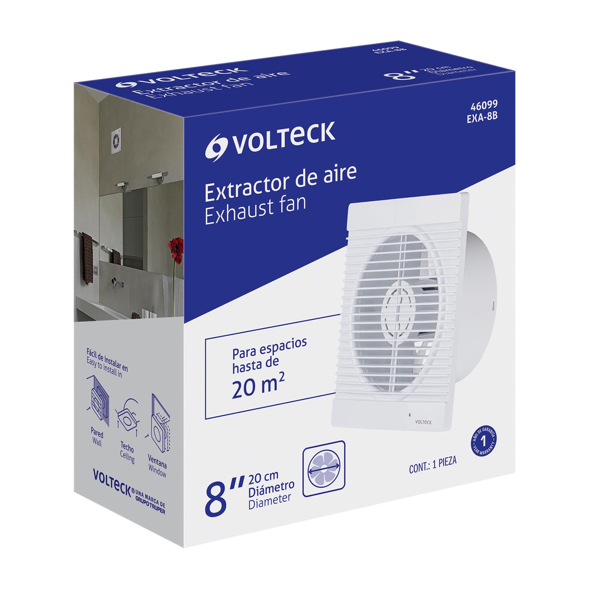 Extractor de aire de 8", blanco · vista 5