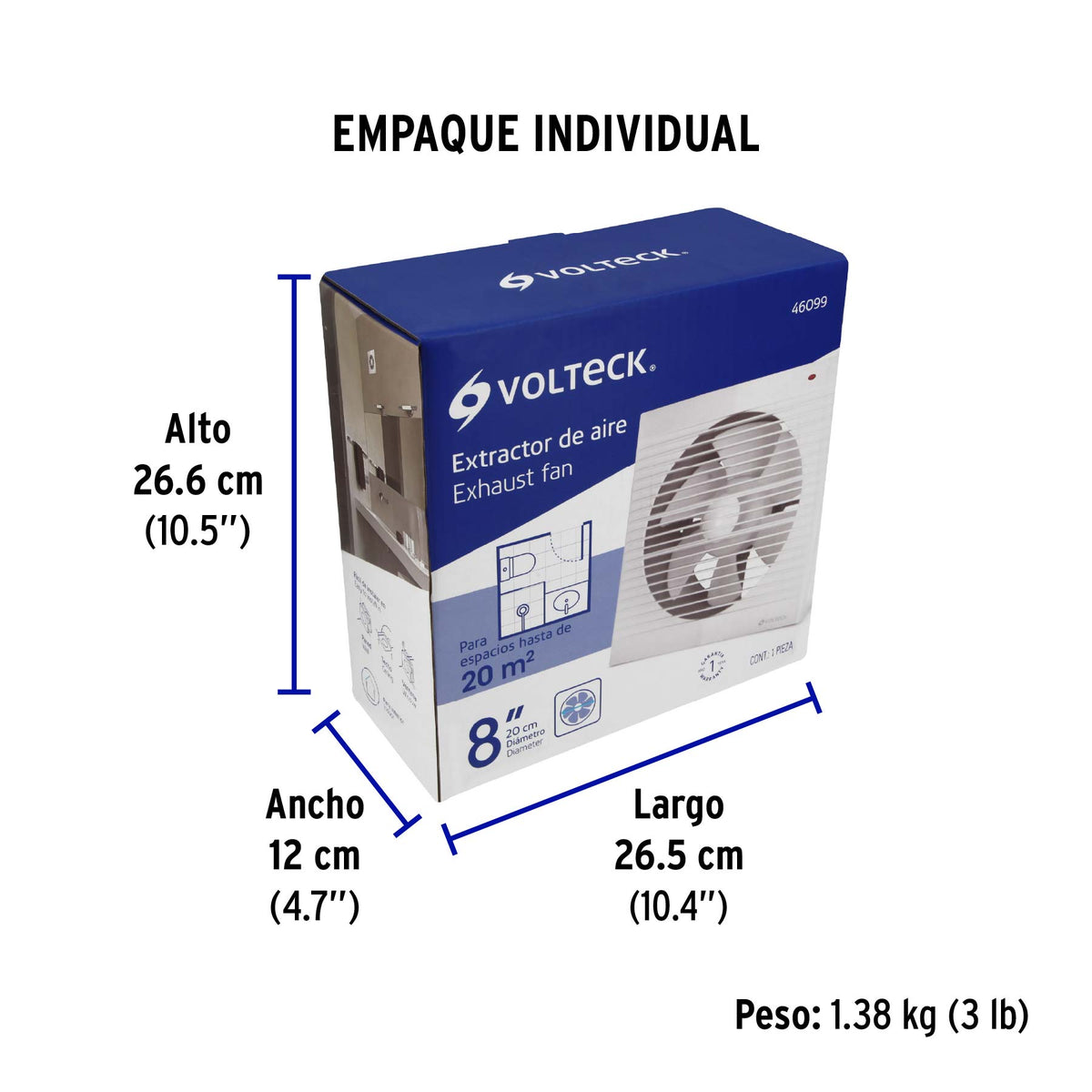 Extractor de aire de 8", blanco · vista 6