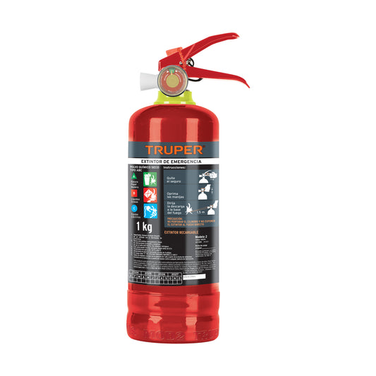 Extintor portátil recargable 1 kg polvo