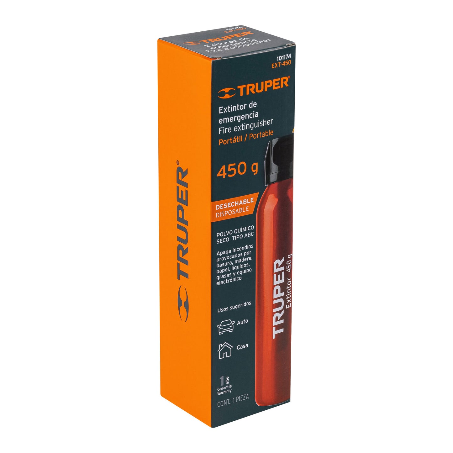 Extintor portátil desechable 450 g polvo