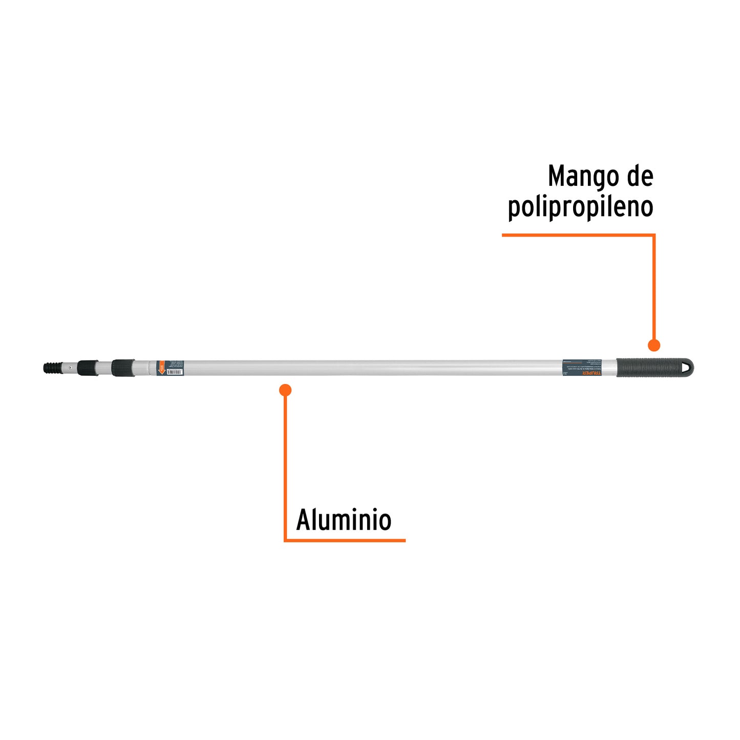 Extensión de aluminio para rodillo de 2 metros