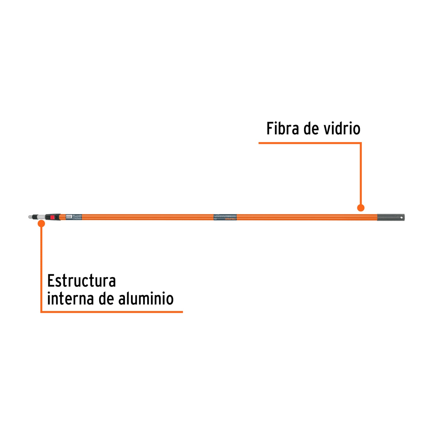 Extensión de fibra de vidrio para rodillo de 3.6 metros