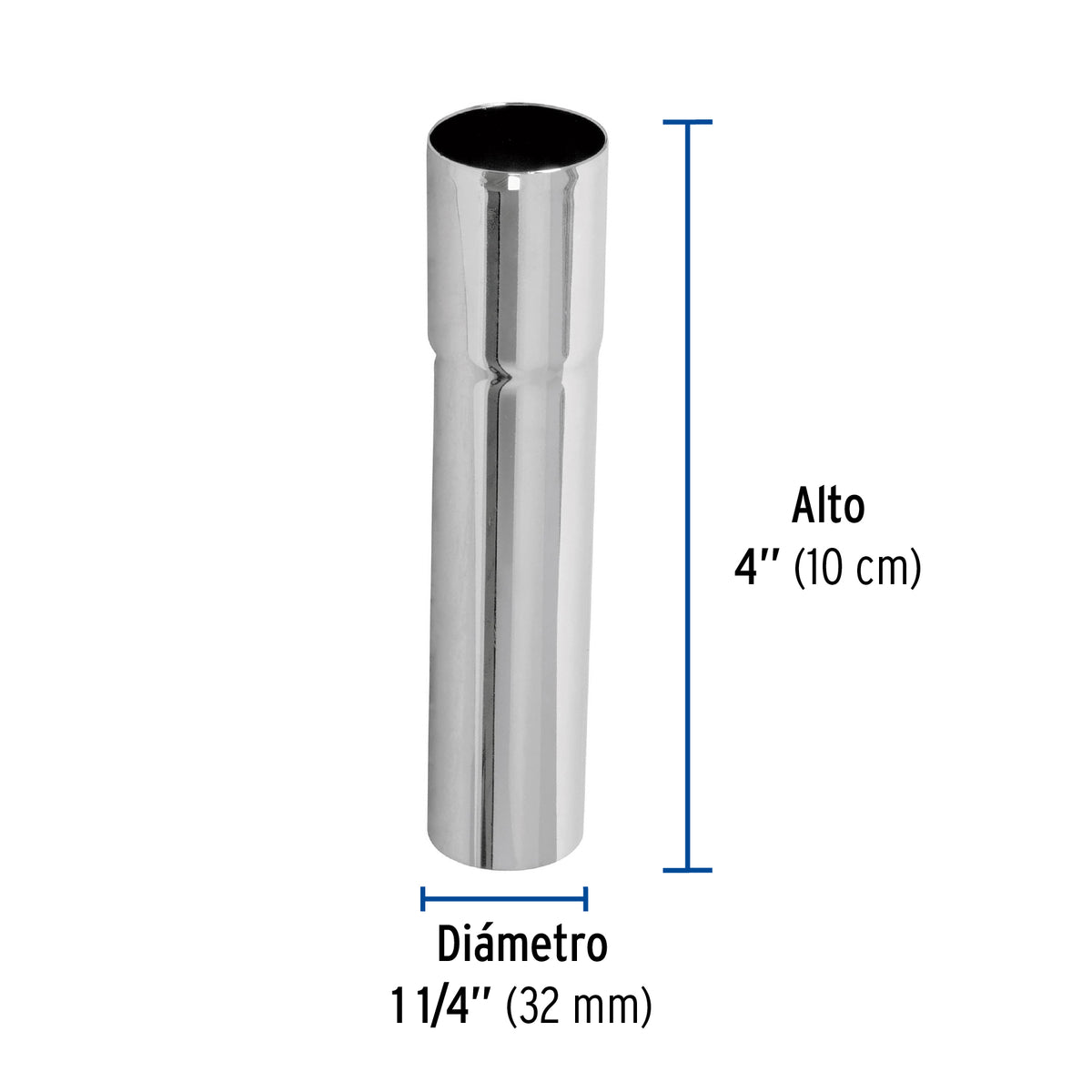 Extensión 10 cm latón cromado para contra de lavabo, 1-1/4" · vista 3