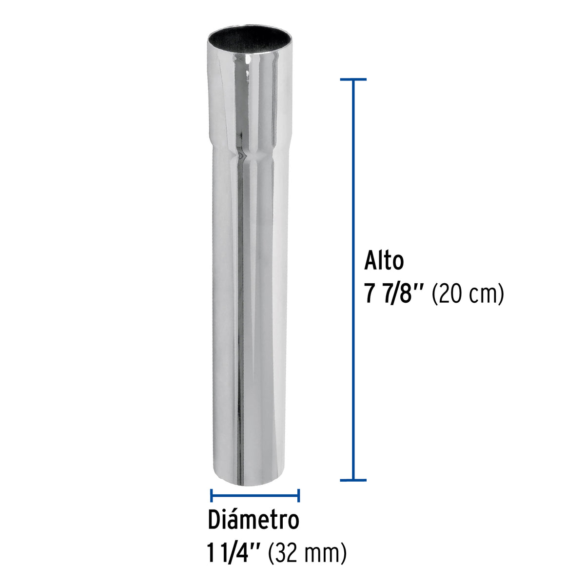 Extensión 20 cm latón cromado para contra de lavabo, 1-1/4" · vista 2