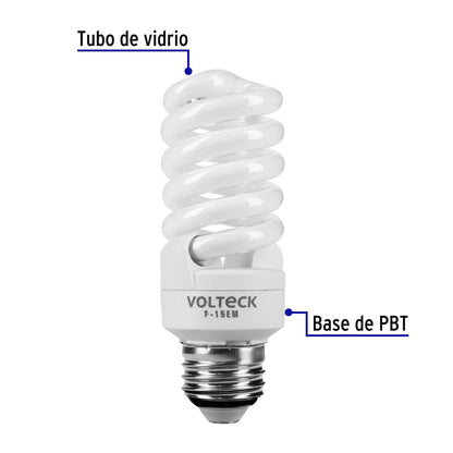 Lámpara espiral mini T2 de 15 W con luz de día