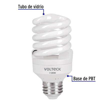 Lámpara espiral mini T2 de 20 W con luz de día
