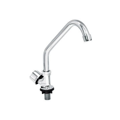 Llave individual para fregadero con cuello corto y maneral hexagonal