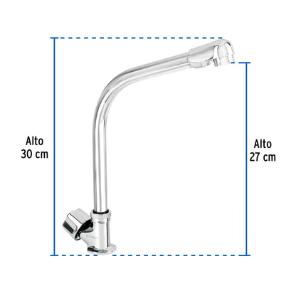 Llave individual para fregadero con cuello tipo cobra y maneral hexagonal