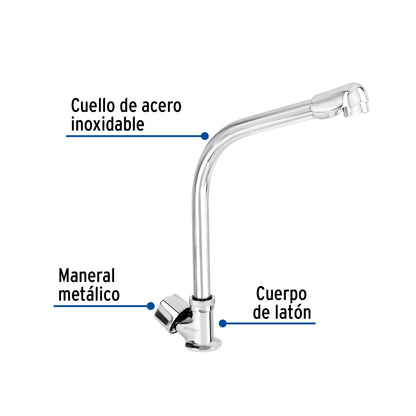 Llave individual para fregadero con cuello tipo cobra y maneral hexagonal