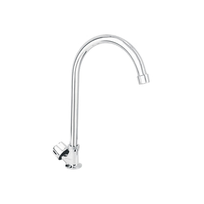 Llave individual para fregadero con cuello curvo y maneral hexagonal