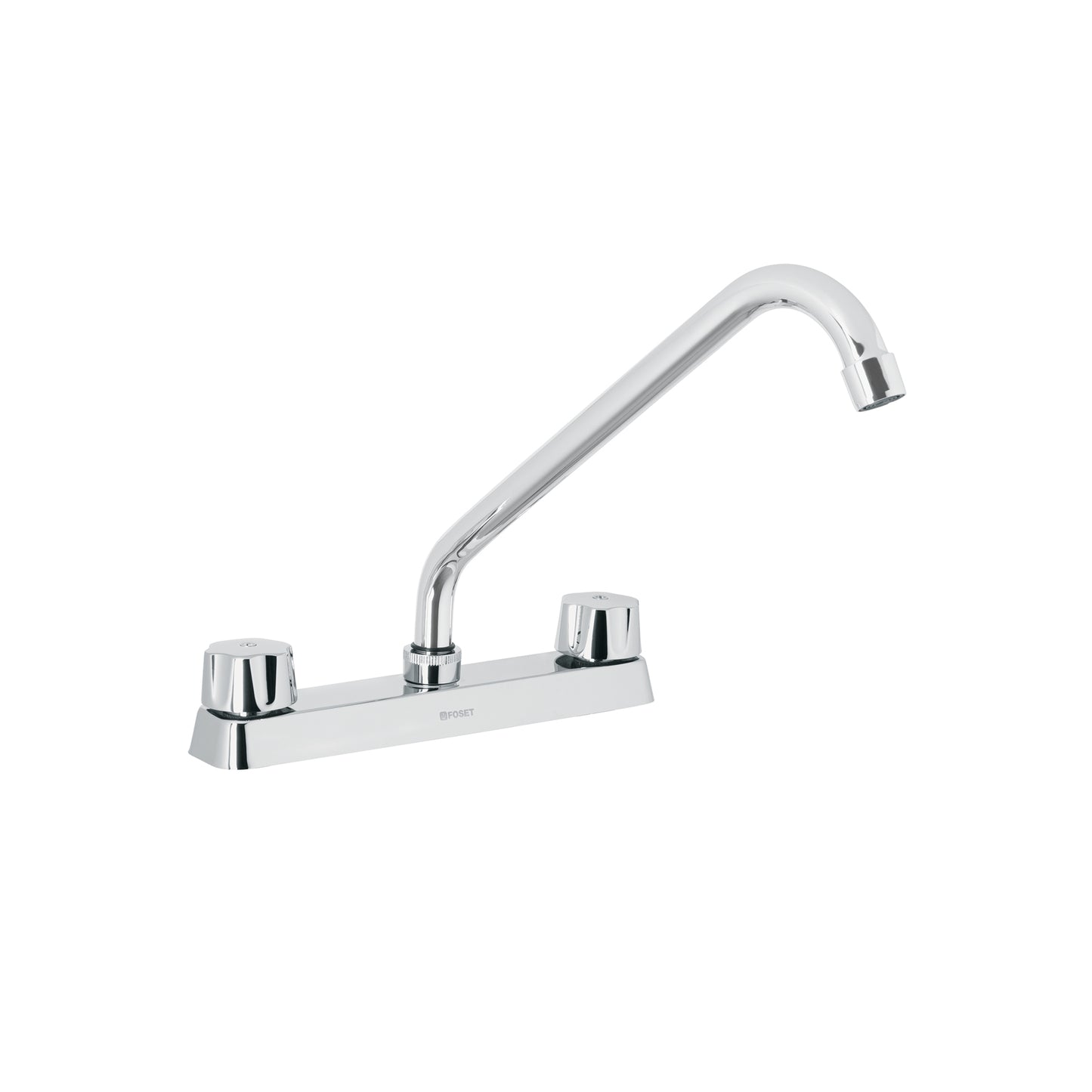 Mezcladora de 8" para fregadero con cuello largo y manerales hexagonales