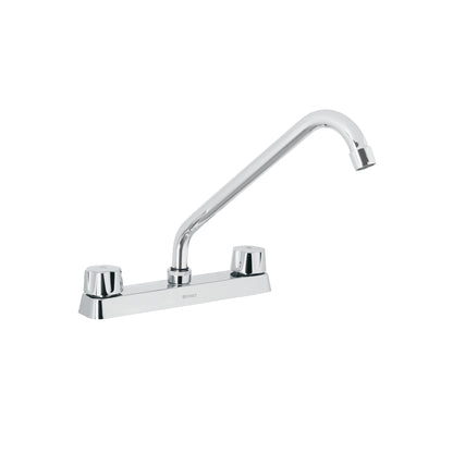 Mezcladora de 8" para fregadero con cuello largo y manerales hexagonales