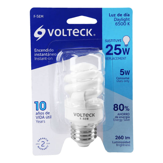 Lámpara espiral mini T2 de 5 W con luz de día