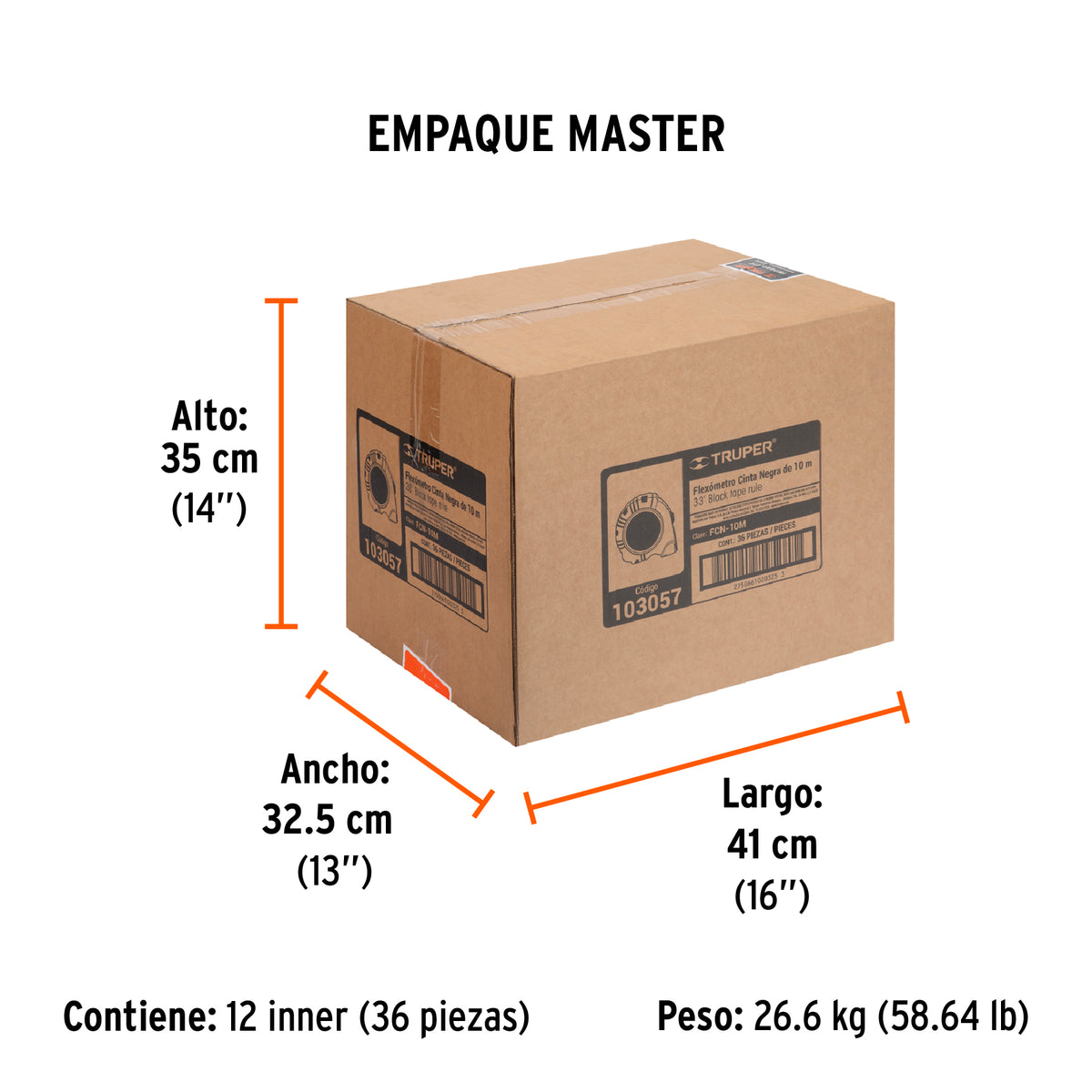 Flexómetro contra impactos 10 m, Cinta Negra 32 mm · vista 7