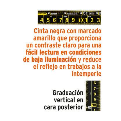 Flexómetro contra impactos 3.5 m, cinta negra 19 mm · vista 4