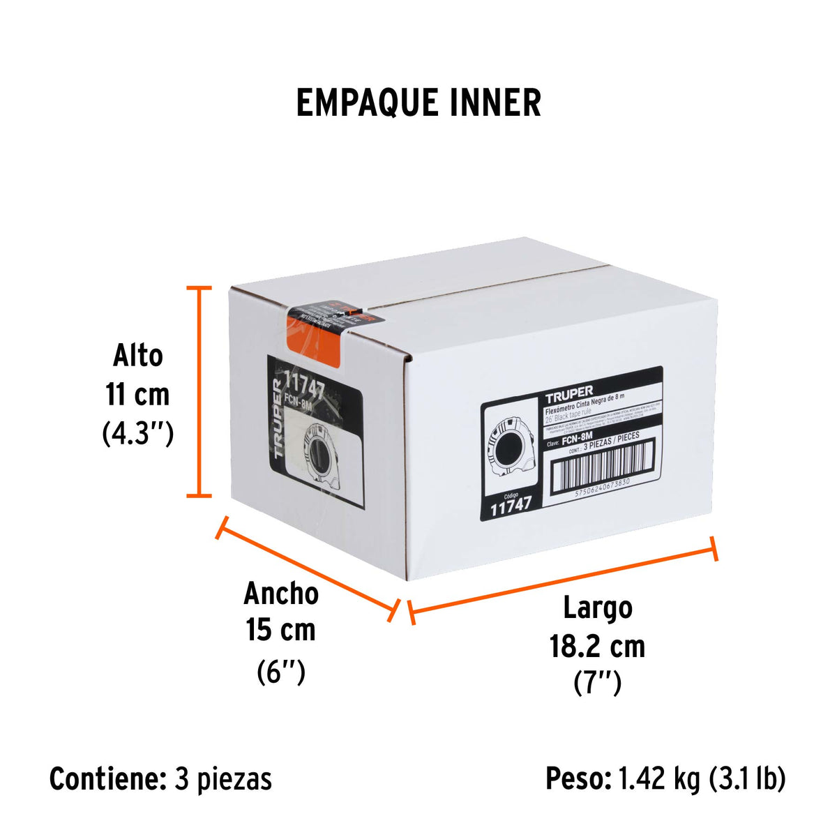Flexómetro contra impactos 8 m, Cinta Negra 25 mm · vista 7