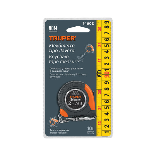 Flexómetro Gripper 2 m Tipo Llavero 13 mm