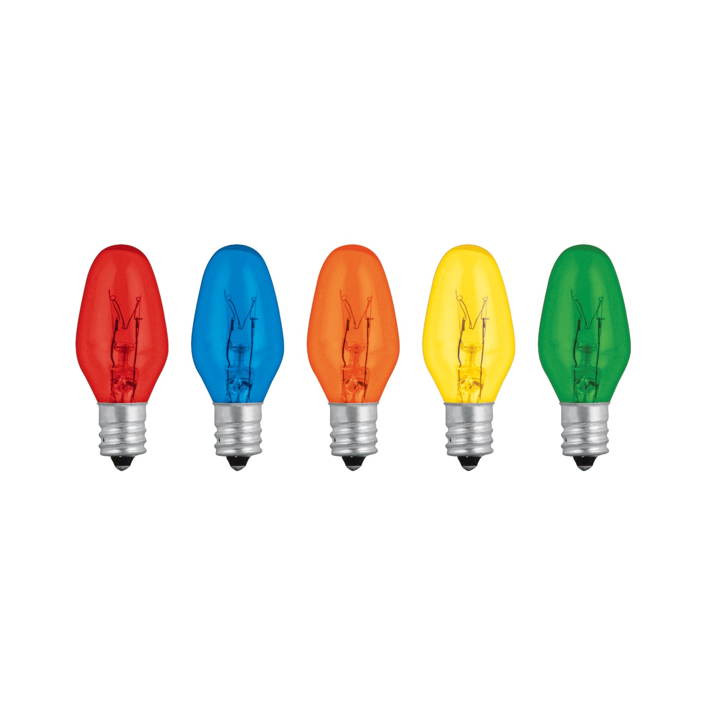 Foco incandescente de colores de 7.5 W con base E12