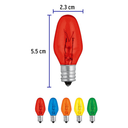 Foco incandescente de colores de 7.5 W con base E12