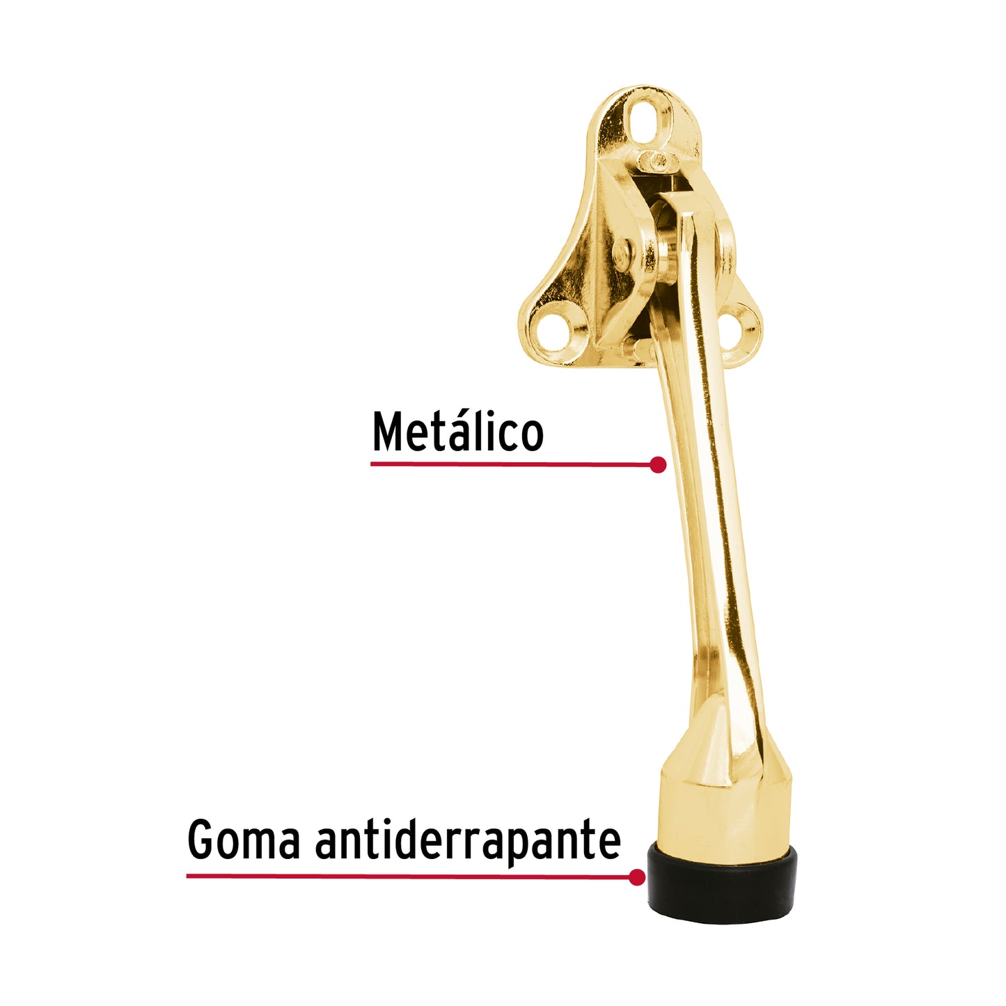 Fijapuerta metálico acabado latón brillante