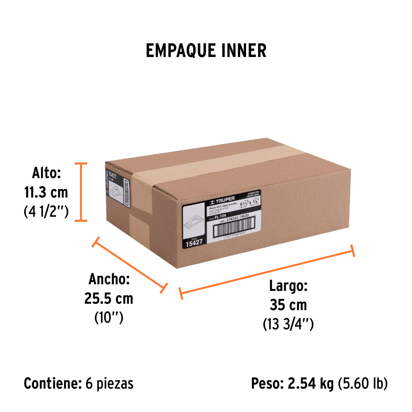 Flota de hule 9-1/2 pulg espesor 5/8 pulg acabado - SKU 15427