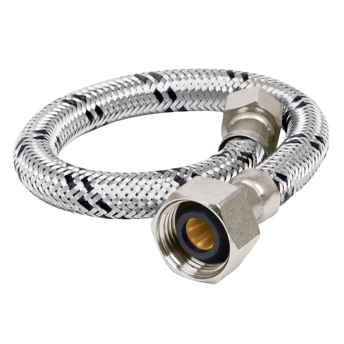 Manguera para lavabo o fregadero de 30 cm con trenzado de acero inoxidable y tuercas metálicas