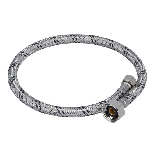 Manguera para lavabo o fregadero de 55 cm con trenzado de acero inoxidable y tuercas metálicas