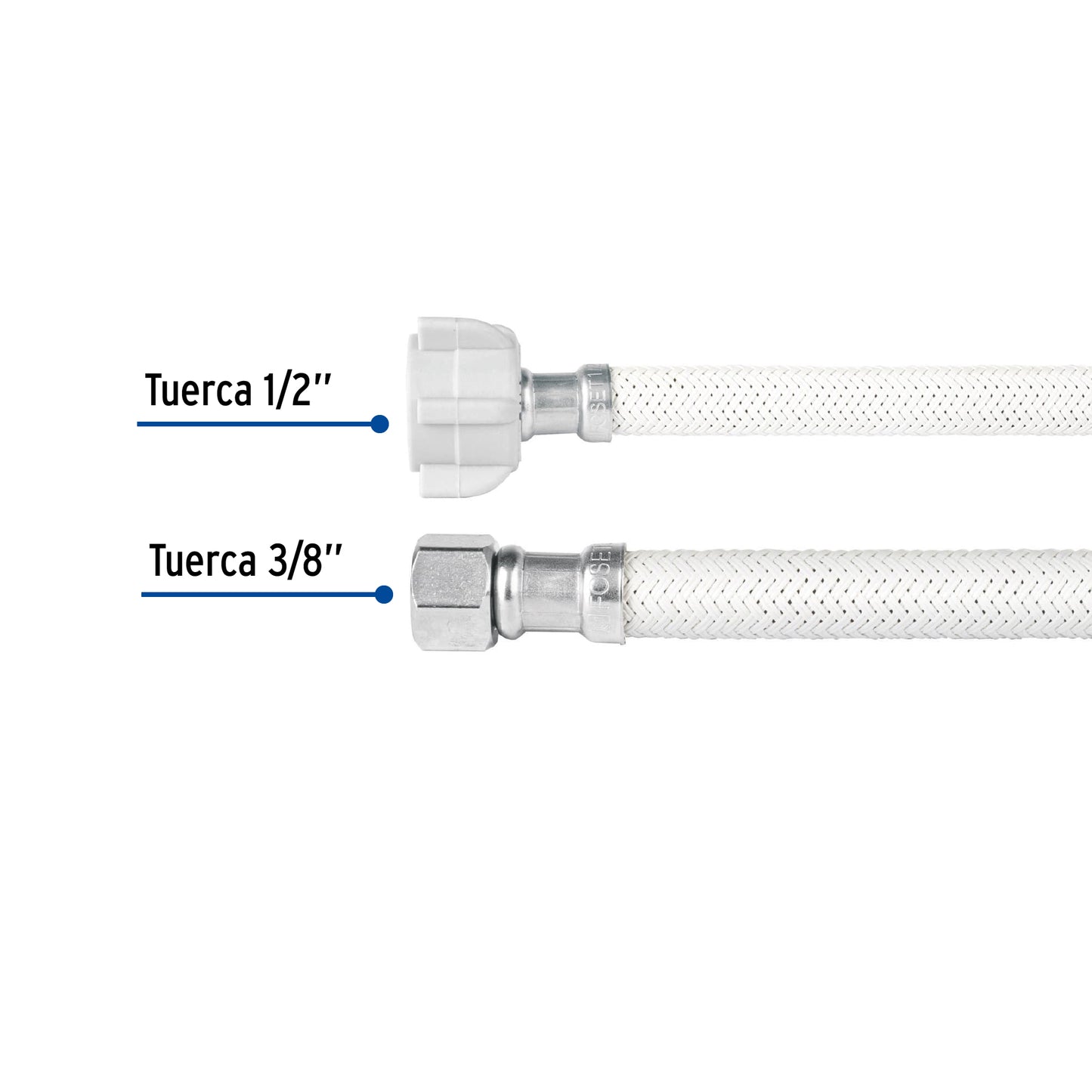 Manguera para lavabo o fregadero de 40 cm con vinilo trenzado y tuerca plástica