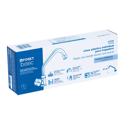 Llave individual para fregadero de ABS con cuello corto y maneral hexagonal