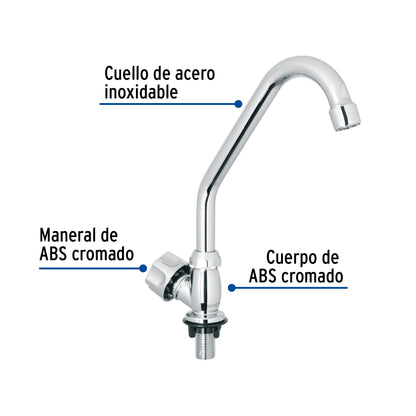 Llave individual para fregadero de ABS con cuello corto y maneral hexagonal