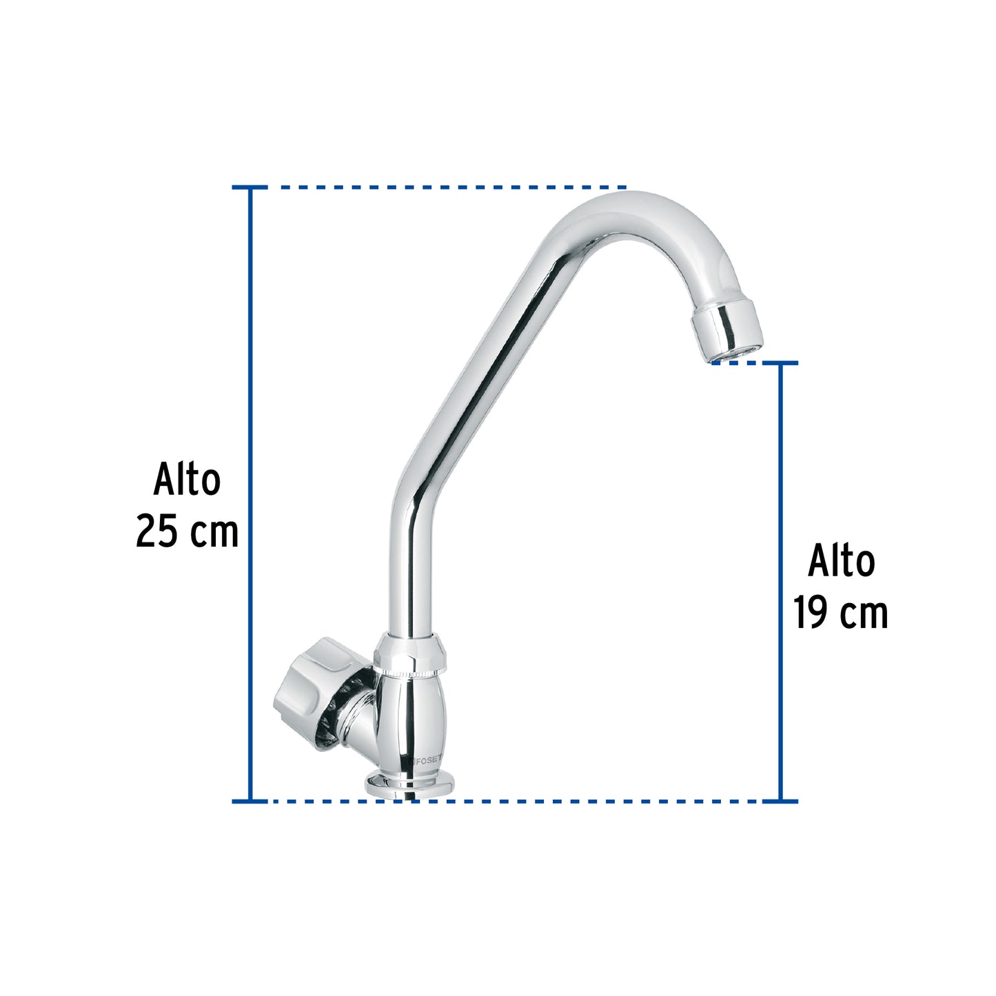 Llave individual para fregadero de ABS con cuello corto y maneral hexagonal