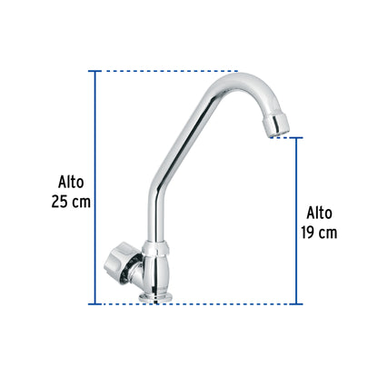 Llave individual para fregadero de ABS con cuello corto y maneral hexagonal