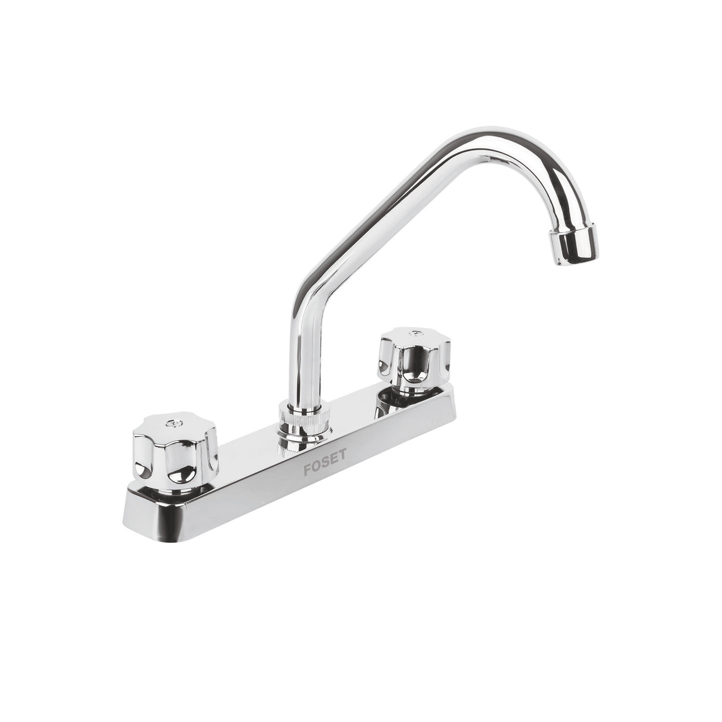 Mezcladora de 8" para fregadero con cuello corto y manerales hexagonales