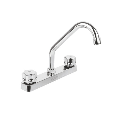 Mezcladora de 8" para fregadero con cuello corto y manerales hexagonales