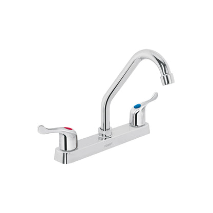 Mezcladora de 8" para fregadero con cuello corto y manerales tipo palanca