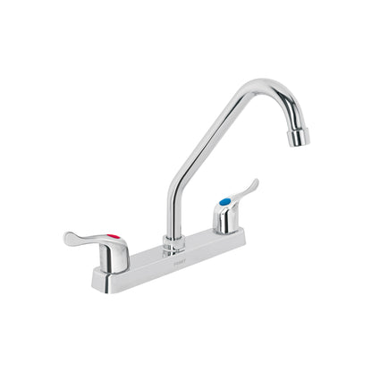 Mezcladora de 8" para fregadero con cuello largo y manerales tipo palanca