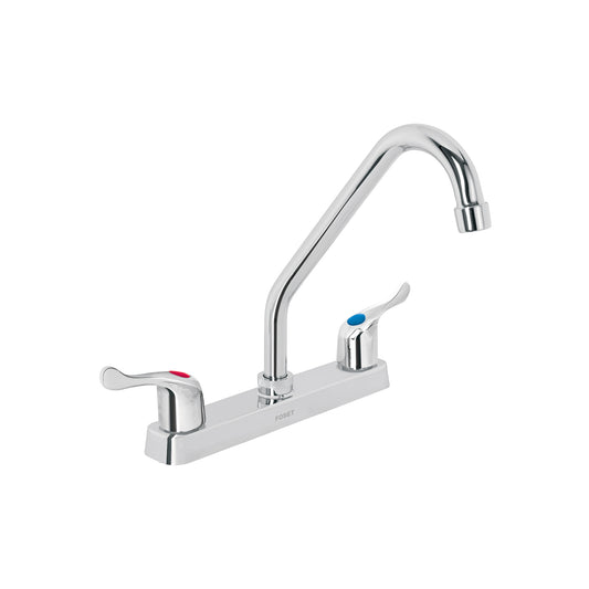 Mezcladora de 8" para fregadero con cuello largo y manerales tipo palanca