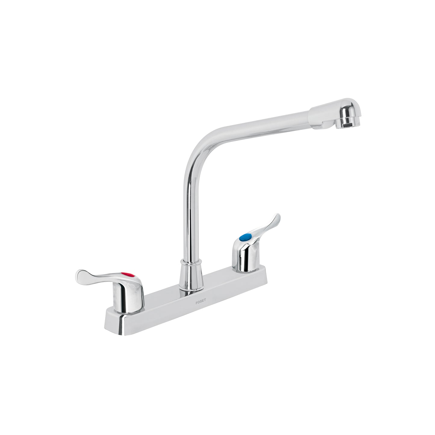 Mezcladora de 8" para fregadero con cuello tipo cobra y manerales palanca