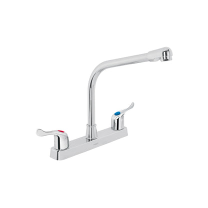 Mezcladora de 8" para fregadero con cuello tipo cobra y manerales palanca