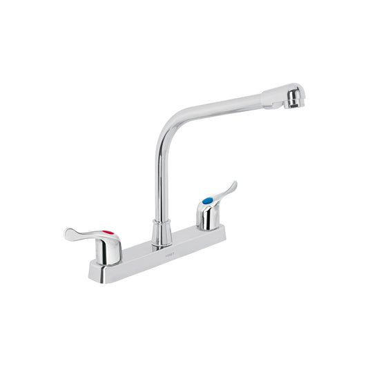 Mezcladora de 8" para fregadero con cuello tipo cobra y manerales palanca