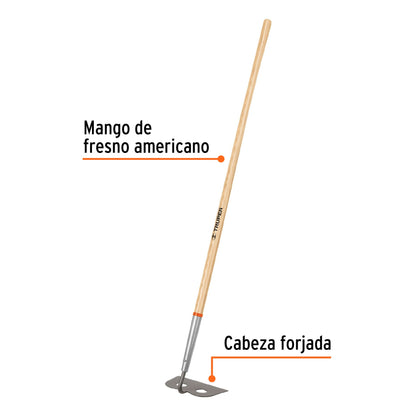 Azadón mezclero cabeza forjada 10" de ancho y mango 60"